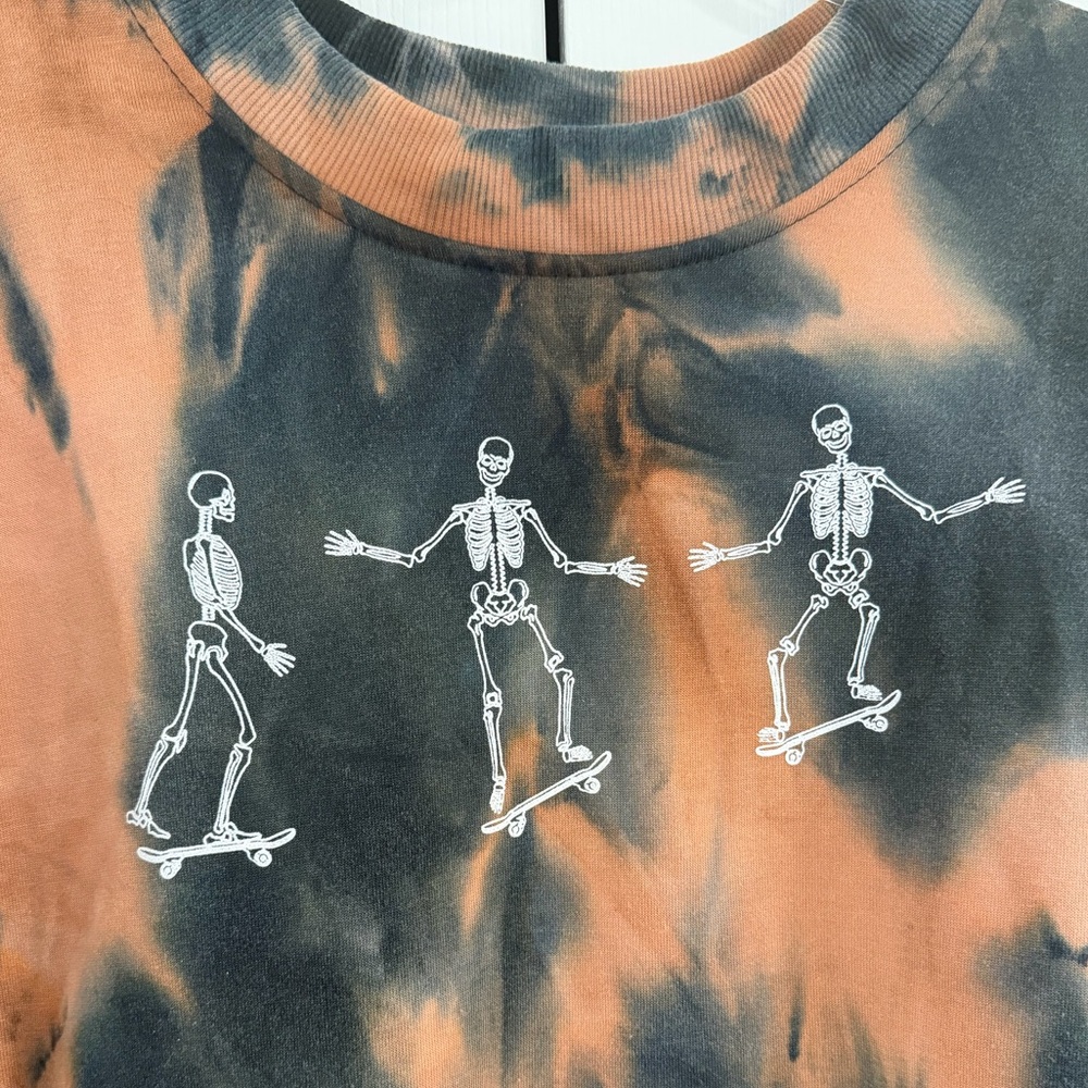Women’s Tie-Dye Skeleton Crewneck Sweater - Picture 2 of 4
